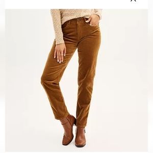 Croft & Barrow Straight Leg Brown Corduroy Pants